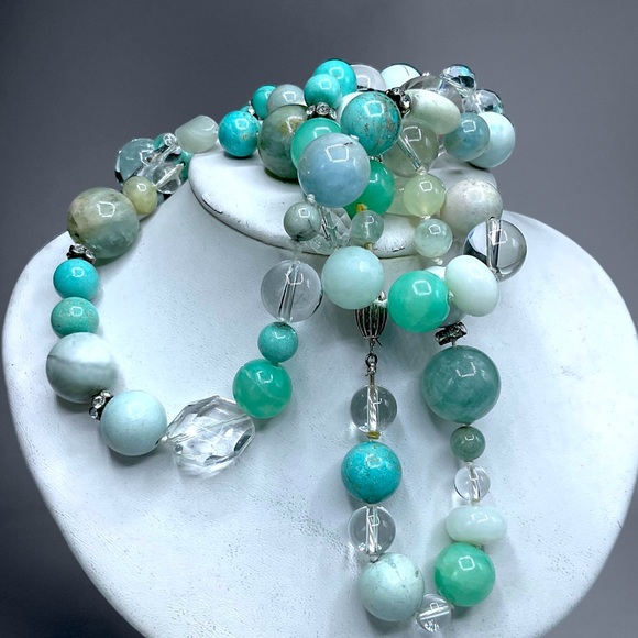 🌺Vintage Sterling, Turquoise, Amazonite, Chrysoprase + Necklace - Picture 10 of 15